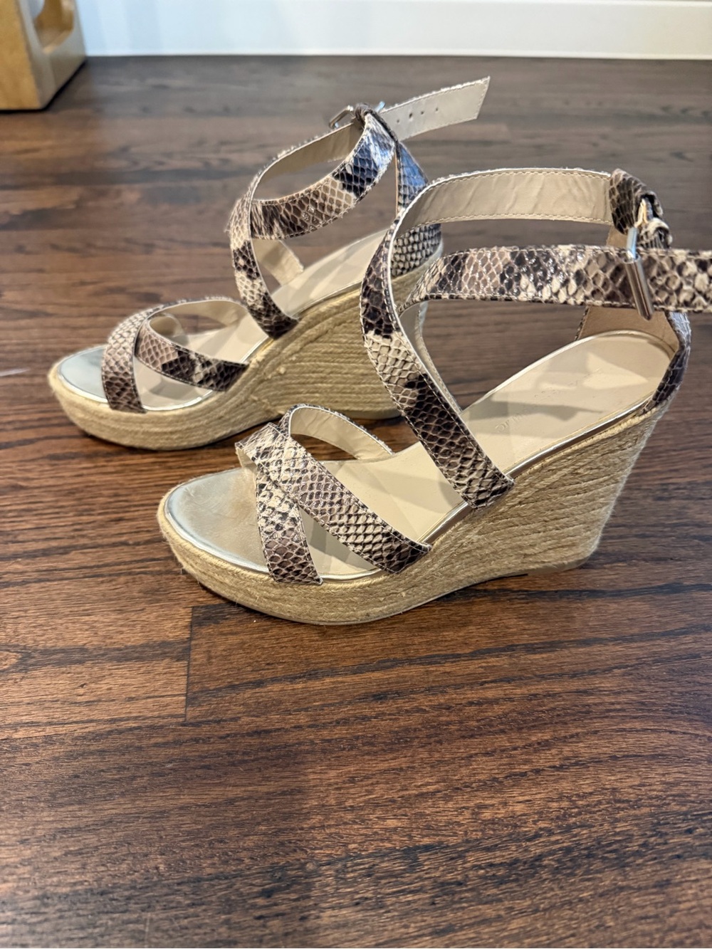 Banana Republic Snake-Print Espadrille Wedges in Neutral Brown